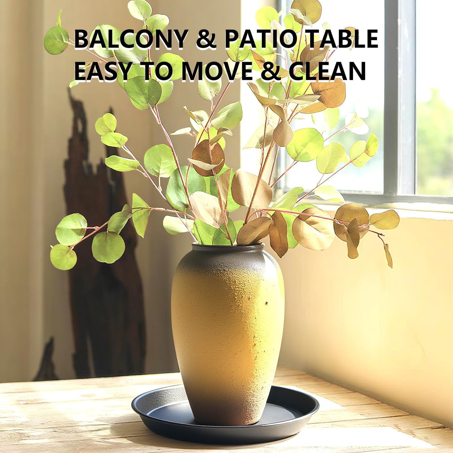 6 Pack 10 Inch Black Round Plant Saucers, Thick PP Plastic Pot Trays for Large Planters, Durable Flower Pot Water Catcher Plates & Drip Trays for Indoor Outdoor Gardening