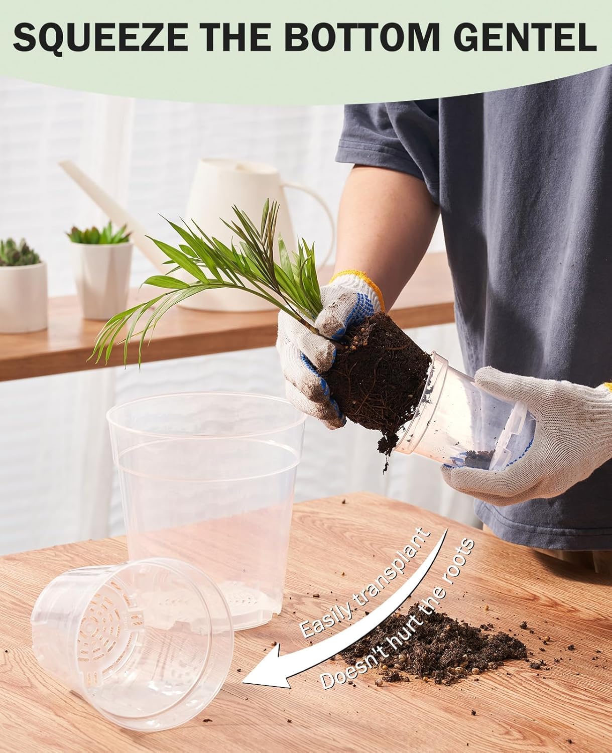 homenote Clear Nursery Pots for Plants,4/5/6.7 Inch Plant Pot for Planting Plastic Seedling Pots with Drainage Holes Seed Starter Pot Flower Pots High Transparency with 20 Plant Labels (30 Pack)