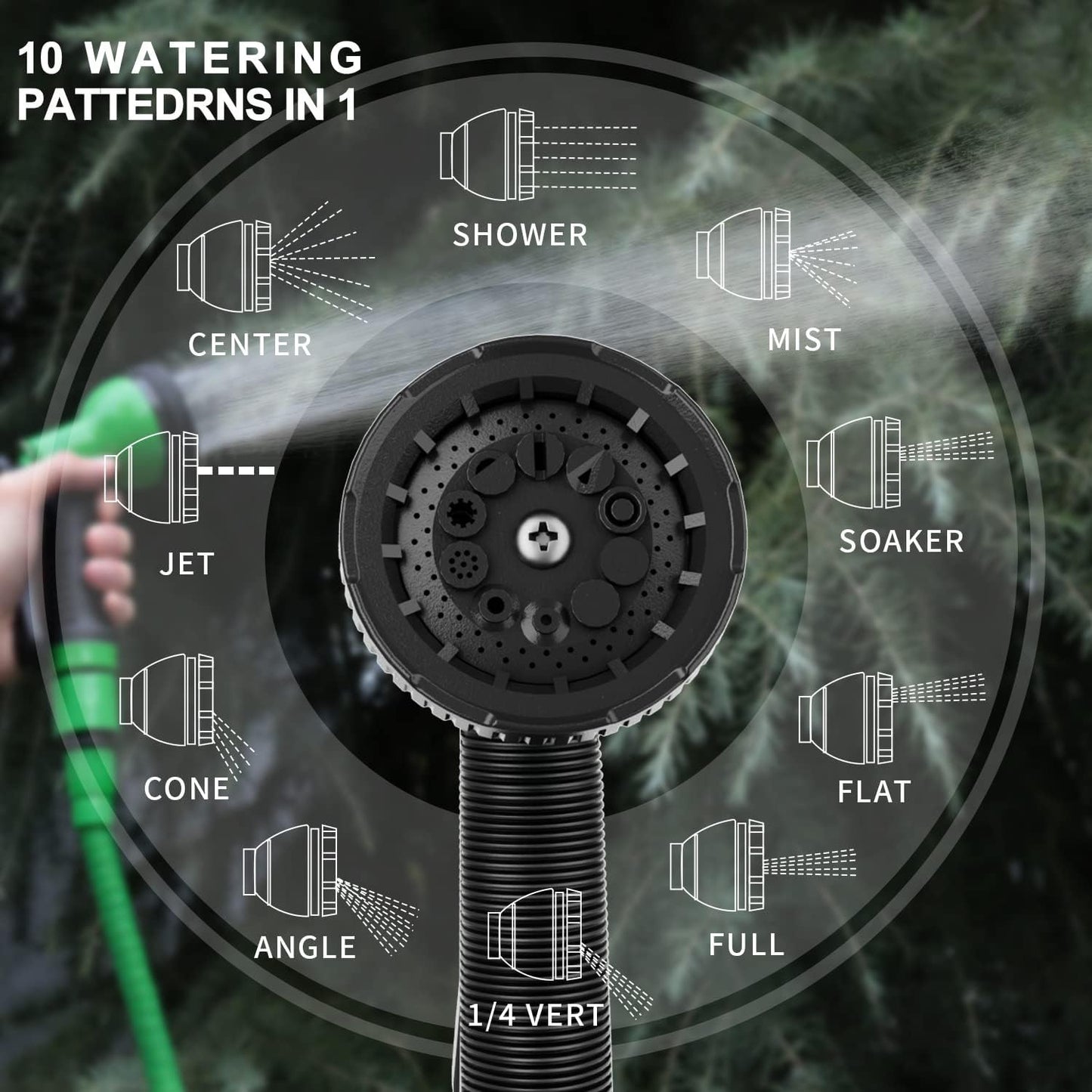 Garden Hose Nozzle Sprayer: 2 Pack 10 Watering Patterns Water Hose Spray Nozzles for Garden Hose Heavy Duty Hose Head Hose Attachment for Garden Hose YellowGreen