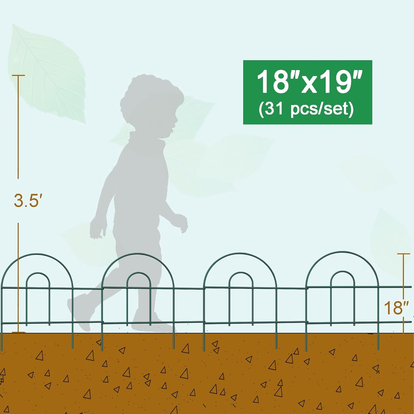 Decorative Garden Folding Border Fence, Metal Wire Edging Flower Fence Panel 18in X50ft Outdoor Patio Landscape