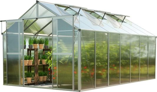 Greenhouse Topas 7 Aluminum Frame 7.4 x 14.7 ft with Approx. 6 mm Polycarbonate Panels