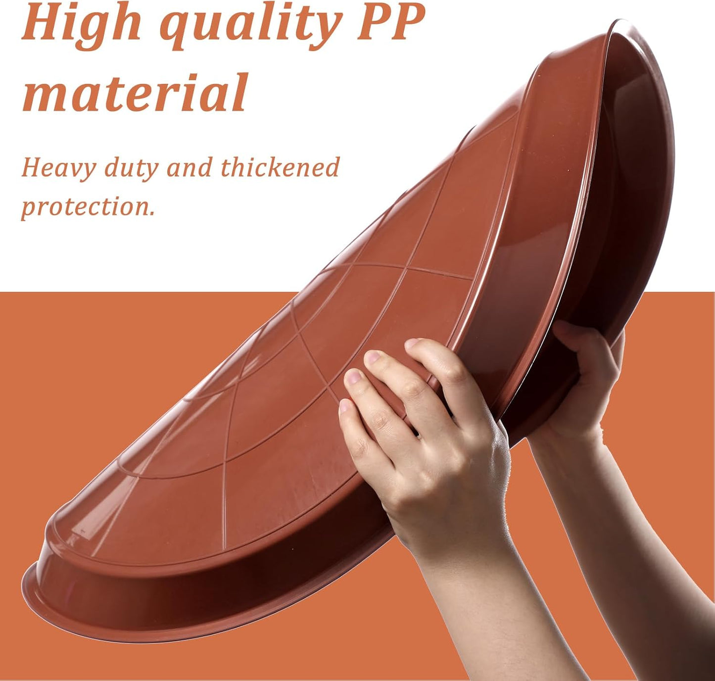 Eccliy 6 Pack Plastic Plant Saucer Heavy Duty Planter Saucers Large Plant Pot Saucers Plastic Water Trays for Indoors and Outdoors Flower Plant Plant Drip (Terracotta,25 Inch)