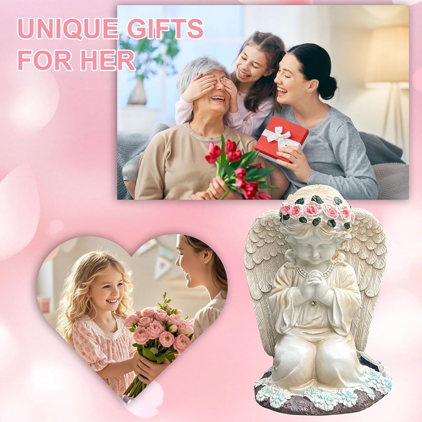 YODY Solar Garden Statues Outdoor Decor- Yard Decorations for Patio, Balcony, Backyard, Lawn Ornaments - Angel Figurines with LED Light- Unique Birthday House Warming Gifts for Women, Mom, Grandma