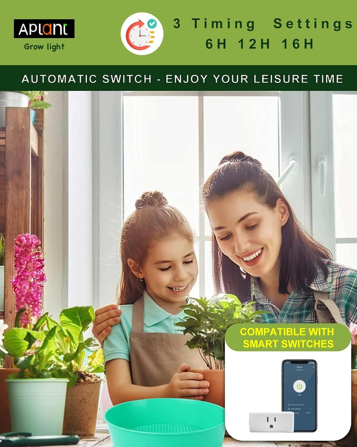 Grow Light for Indoor Plants, Dimmable Plant Light, 6/12/16H Timing LED Grow Lights Strip Full Spectrum,Ultra-Thin Plant Grow Light Panels, Under Cabinet Grow Lamps for Indoor Houseplants, 20W