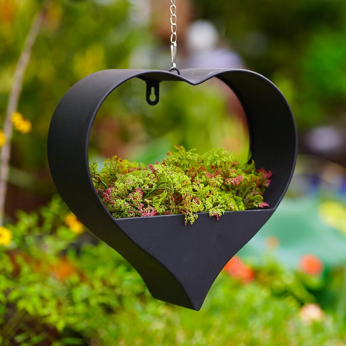 Metal Plant Hangers Indoor and Outdoor: Birthday Gifts for Women Mom Wife Garden Lovers - Black Heart Shape Hanging Planters Perfect for Window Wall Living Room Office Decor