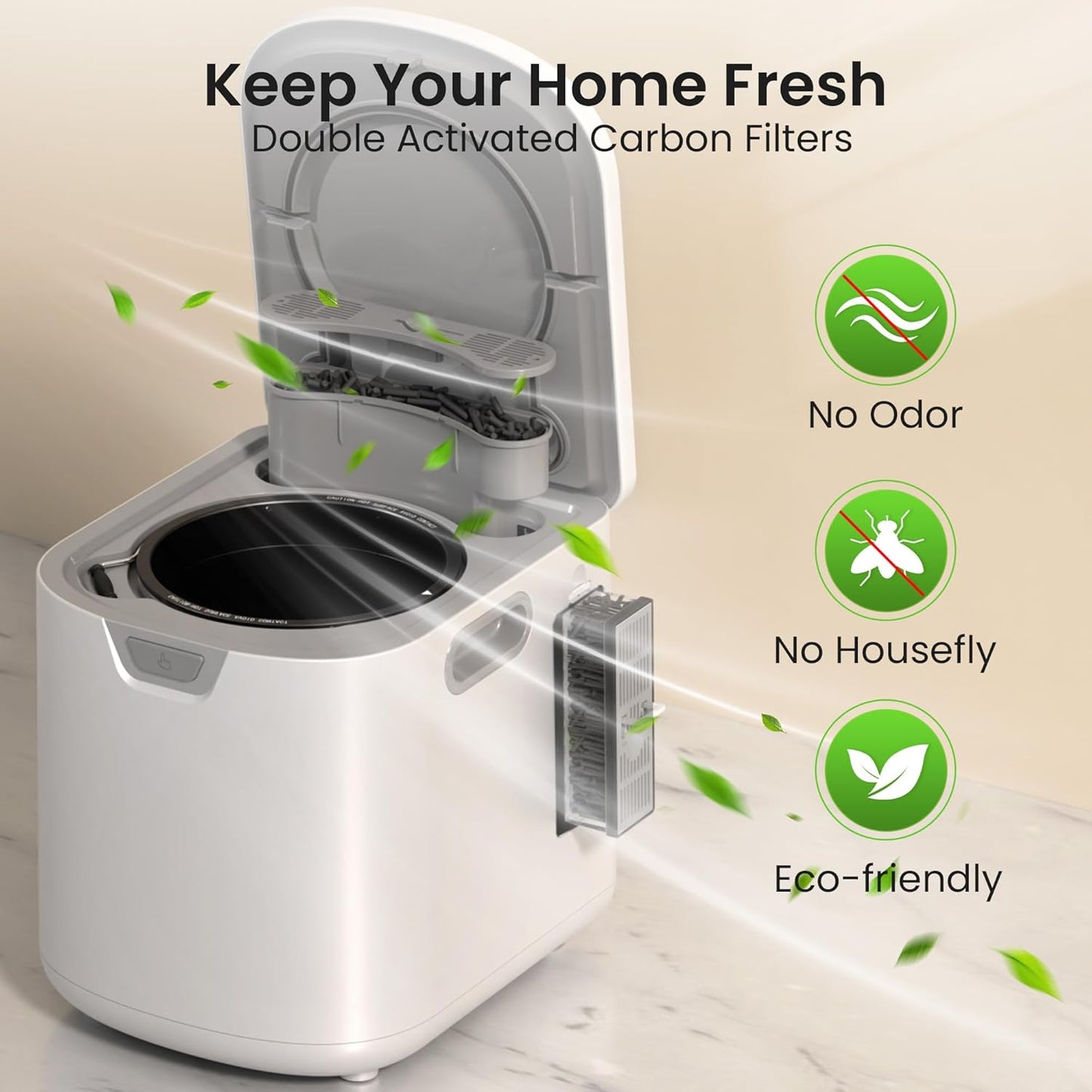 Kismile Electric Composter for Kitchen, 3.5L Smart Countertop Compost Bin with LED Timer Display, Odorless/Auto-Clean, Indoor Compost Bin, Turn Food Waste into Fertilizer