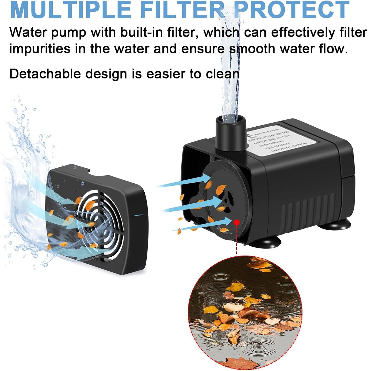 Solar Fountain Pump 12W Solar Water Fountain With 3 Spray Nozzle Solar Powered Water Pump 132 GPH Solar Pond Pump for Outdoor Garden Water Features