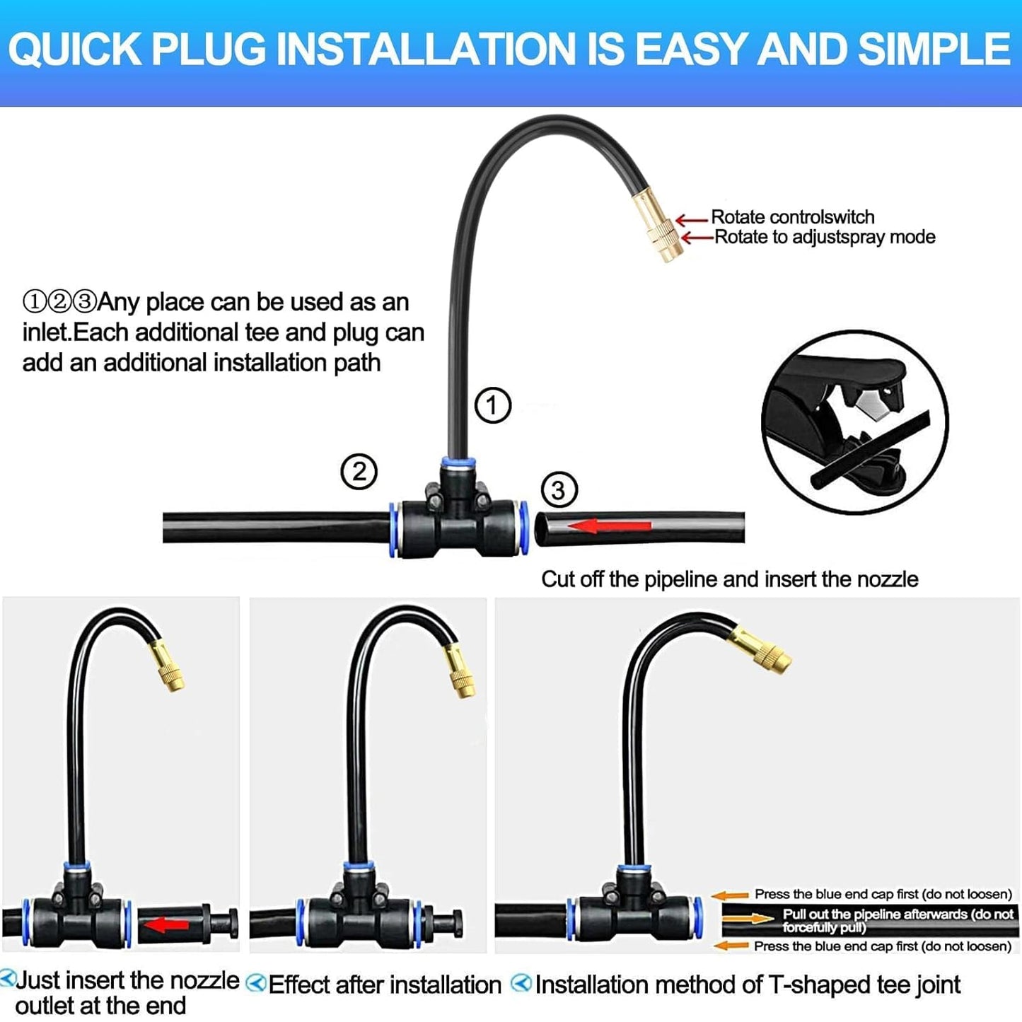 Drip Irrigation Kit Automatic Watering System for Potted Plants, 360 Degree Adjustable Copper Micro Sprinklers, Quick Connect Tubing Fittings for Garden, Lawn, Patio, Balcony(15 Nozzles Ⅱ)