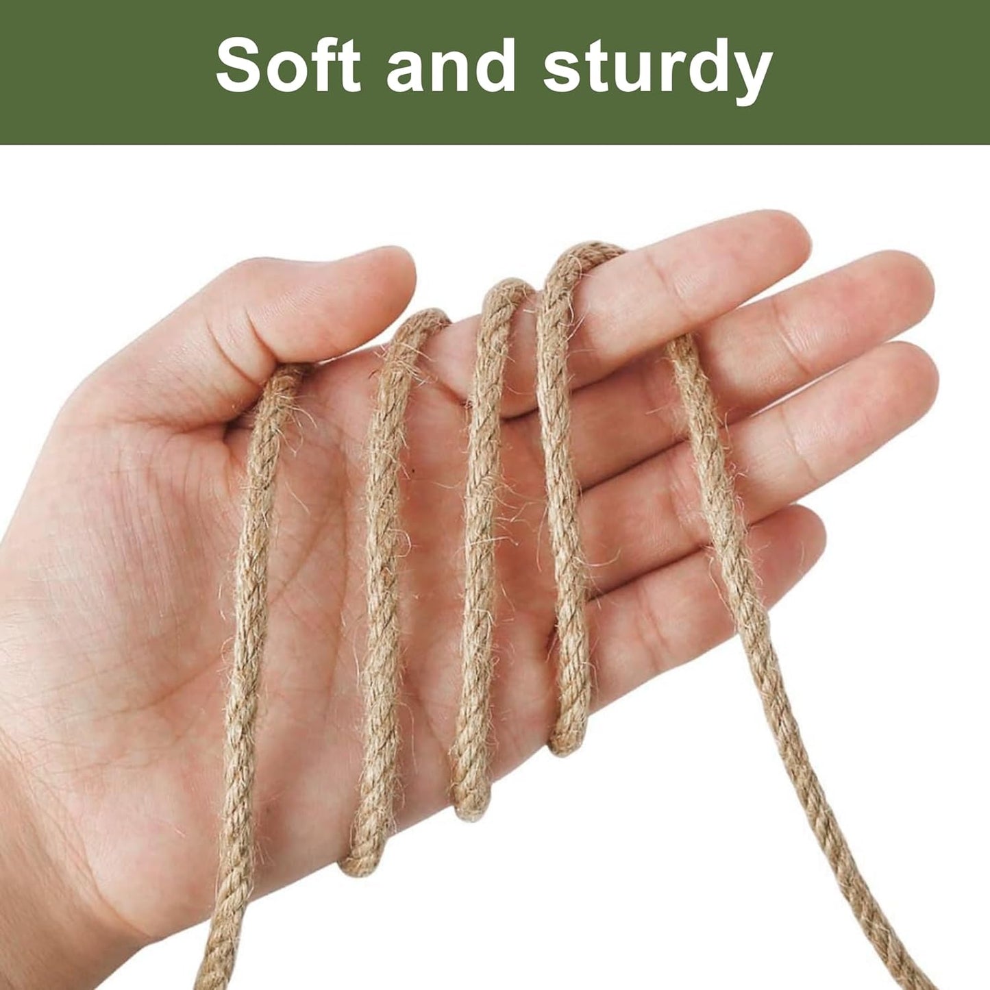 Natural Jute Twine 656ft 4mm,3Ply Twisted Thick Twine Rope Strong Jute String Roll for Crafts Gift Wrapping Gardening Home Decor Bundling Cat Scratching Post