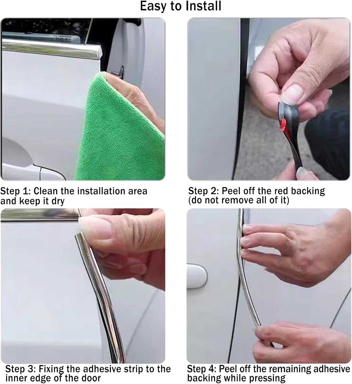 Edge Trim Self Adhesive Rubber U Channel Edge Trim Metal Edge Protection Guard for Most Car Doors, Hatches, Table Corners, Panels (5Ft, White)