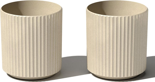 Veradek Demi Series Round Planter for Porch, Patio, Backyard | Durable Plastic-Stone Composite Material | Modern Décor for Tall Plants, Flowers