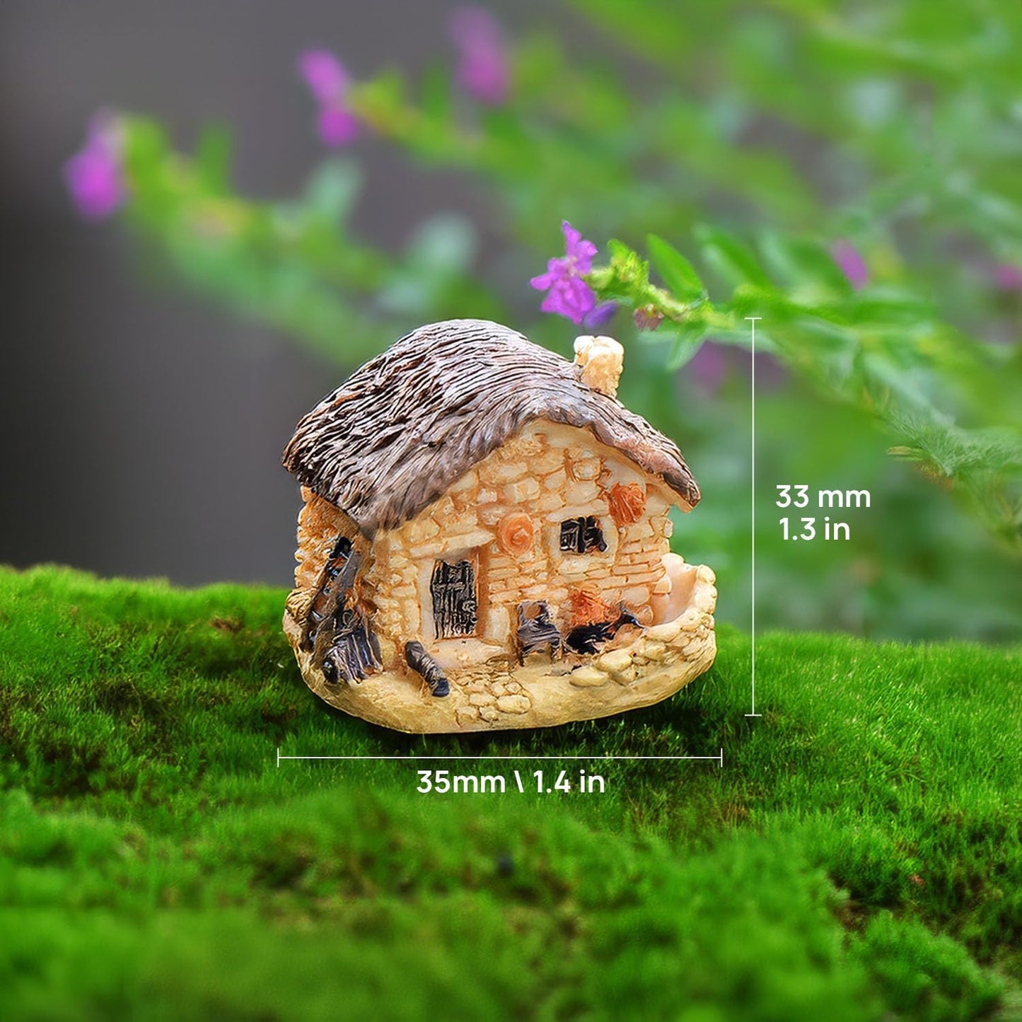 Fairy Miniature Tiny Thatched Cottage, Stone House,Garden Supplies,Garden Decoration, Terrarium Accessories,Mini Fairy Garden Supplies(A Set 4Pcs or 1Pcs) (1Pcs Stone House)
