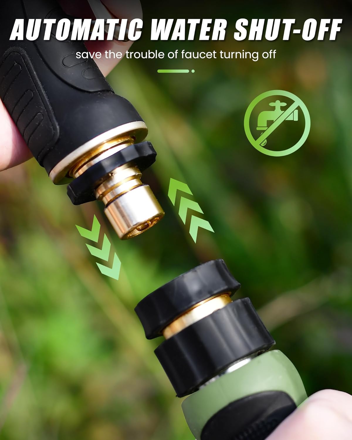 RAINPOINT Garden Hose Nozzle, Hose Sprayer Nozzle with 9 Spray Patterns, High Pressure Water Hose Nozzle Heavy Duty Metal Hand Sprayer, Watering Plants and Lawn, Car Washing, Pet Showering,Green