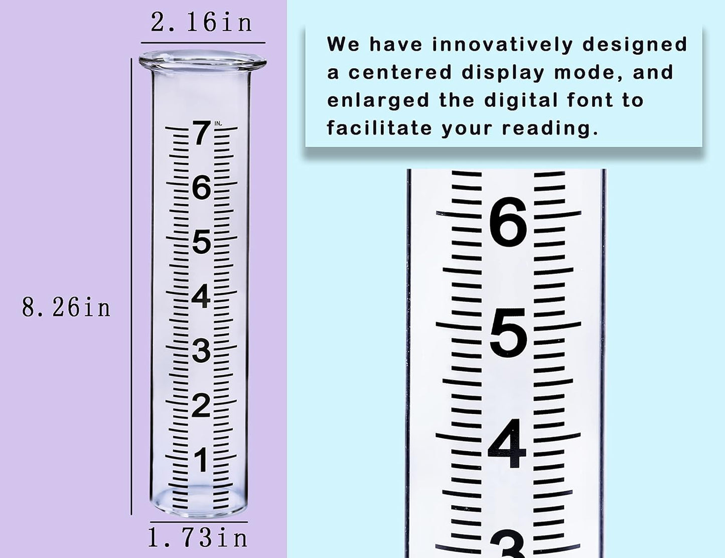 JMBay 7 inch Plastic Rain Gauge Replacement Tube, Freeze Proof and Crack Resistance Outdoor Rain Gauges Replacement Tube Plastic for Garden,Yard, Home, Best Rated, 2 pcs Tubes with 1 Clean Brush