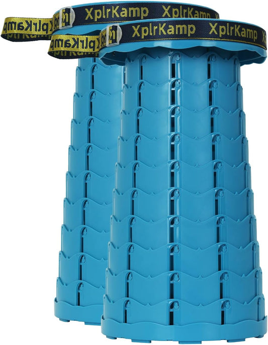 Upgraded Thickened Collapsible Stool, Portable Folding Stool Chair Lightweight But Sturdy Foldable Camping Stool, Retractable Telescopic Seat for Picnics Fishing Hiking BBQ (2, Lakeblue)