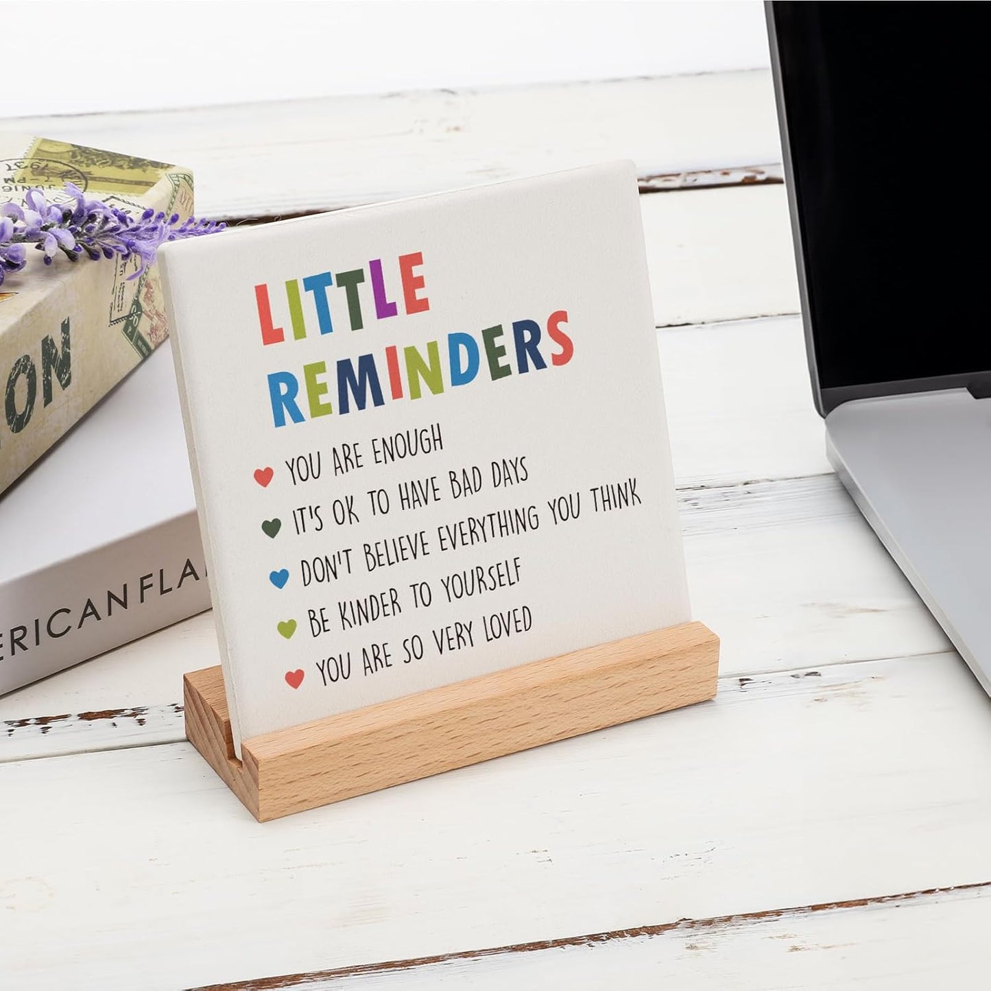 Inspirational Motivational Gifts Little Reminders for women, Positive Mental Health Gifts for Her Teenage Girls Boys, Encouragement Decor Plaque for Office Home