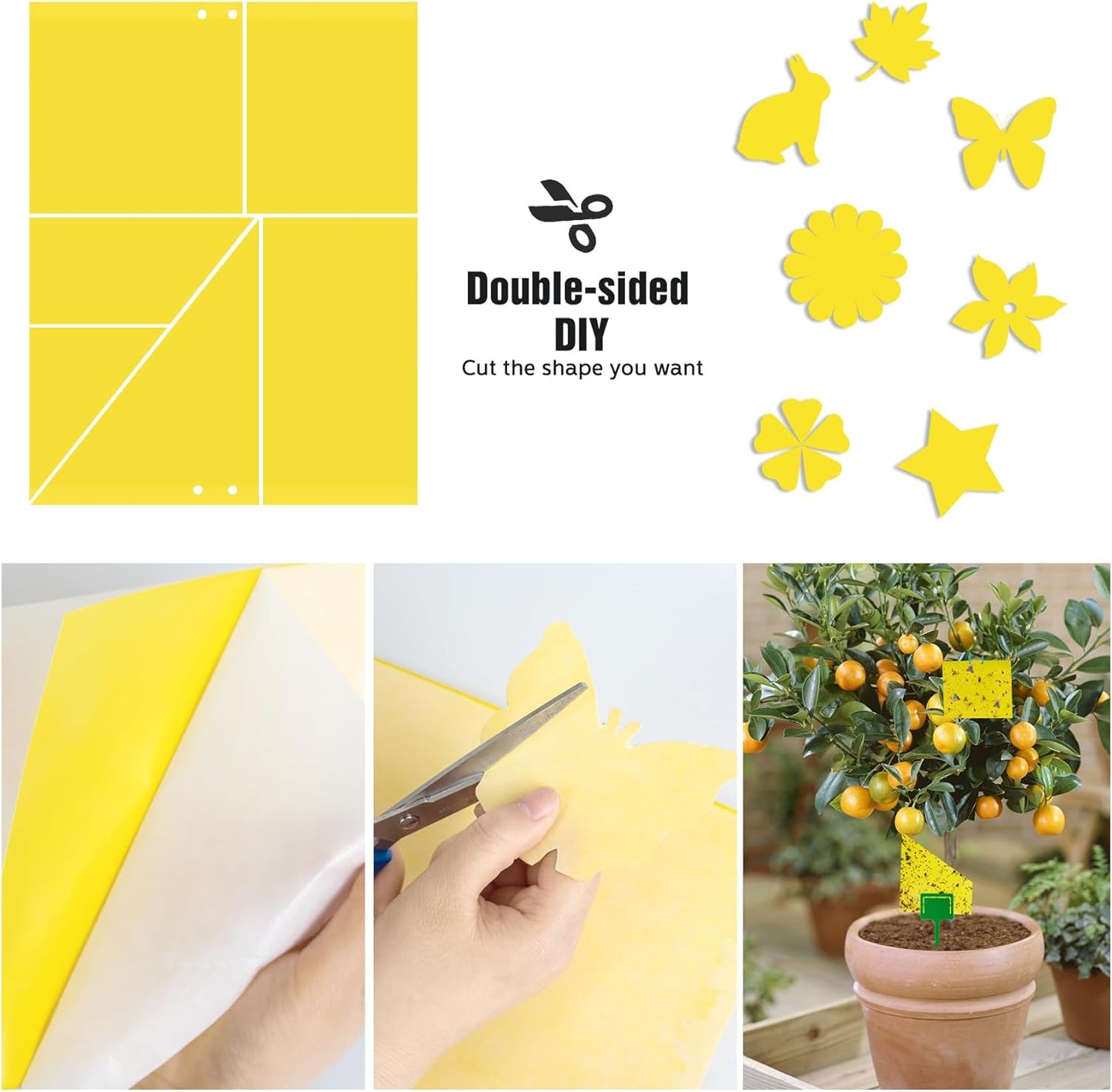 Dwcom 60 Pack Yellow Sticky Traps for Gnats Fruit Fly Traps for Indoors, Fungus Gnat Traps for House Indoor Fly Paper Indoor for Gnats Killer Indoor Trap