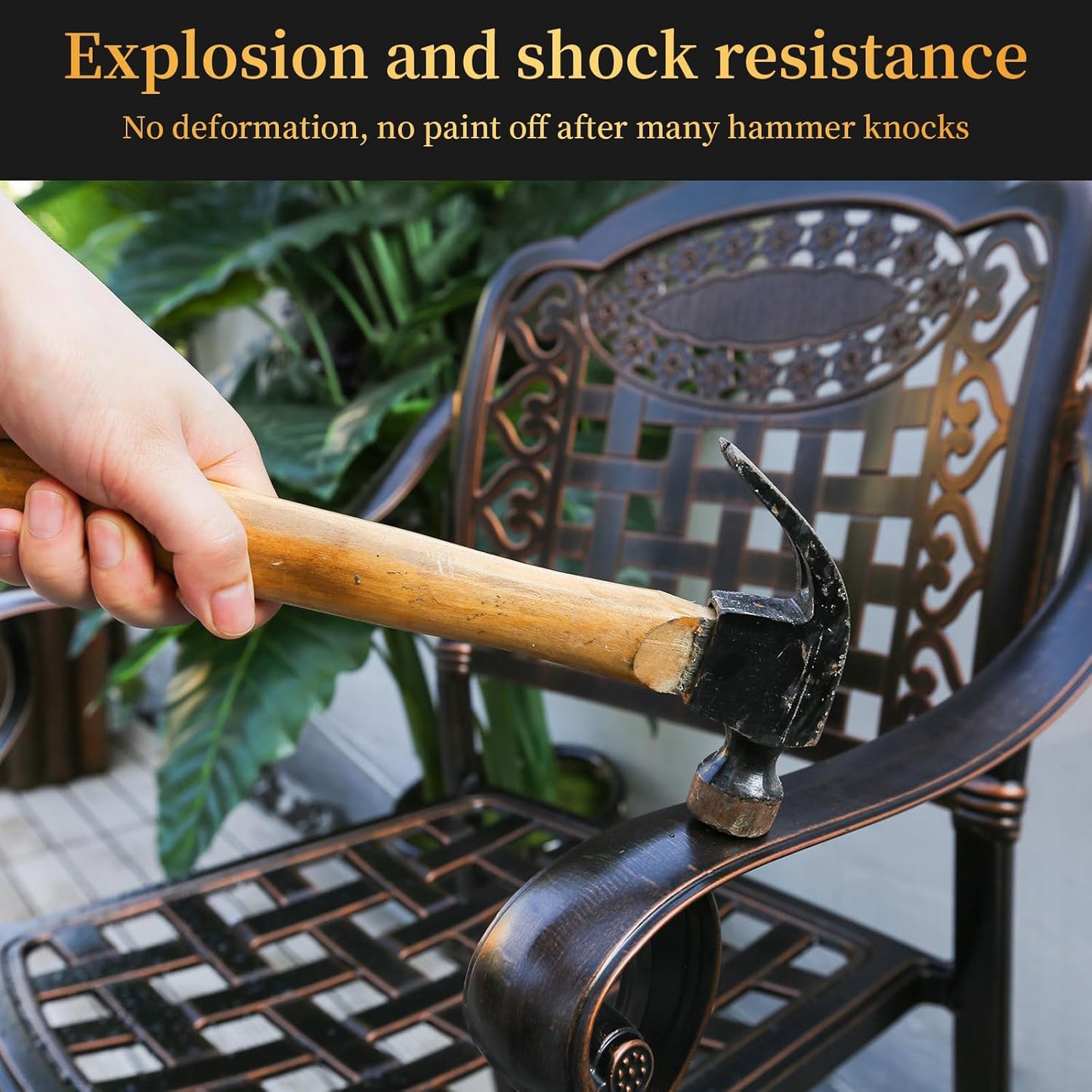 Outdoor Dining Chair Cast Aluminum Patio Chairs Set of 2 All-Weather Patio Dining Chair with Adjustable Feet for Backyard Garden (Slanted Grid Round Chair)