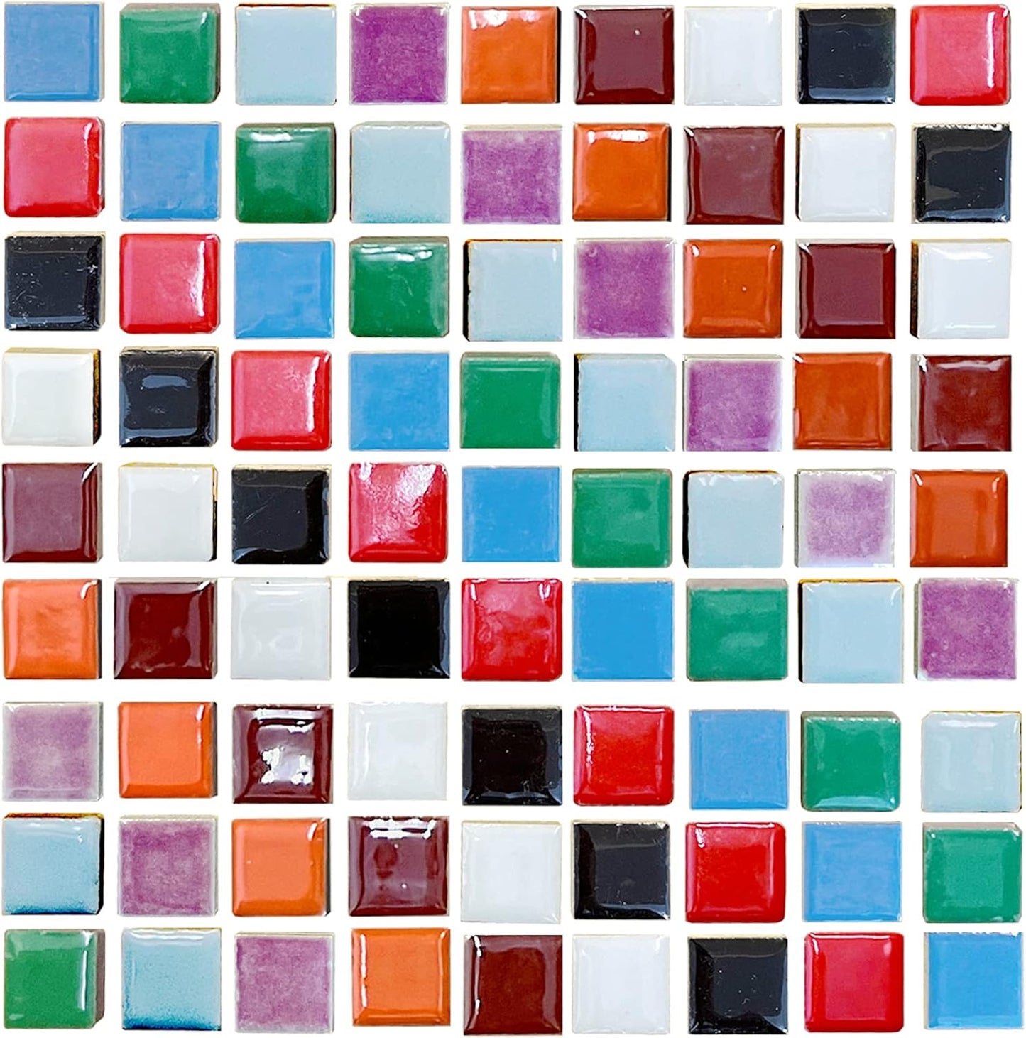 50 Pieces Mix Color Mosaic Tiles for Crafts 1" Ceramic Tiles Assorted Colors Square Ceramic Mosaic Project Supplies for Photo Frame Mosaic Stepping Stones Bath Old Pool Furniture Decor