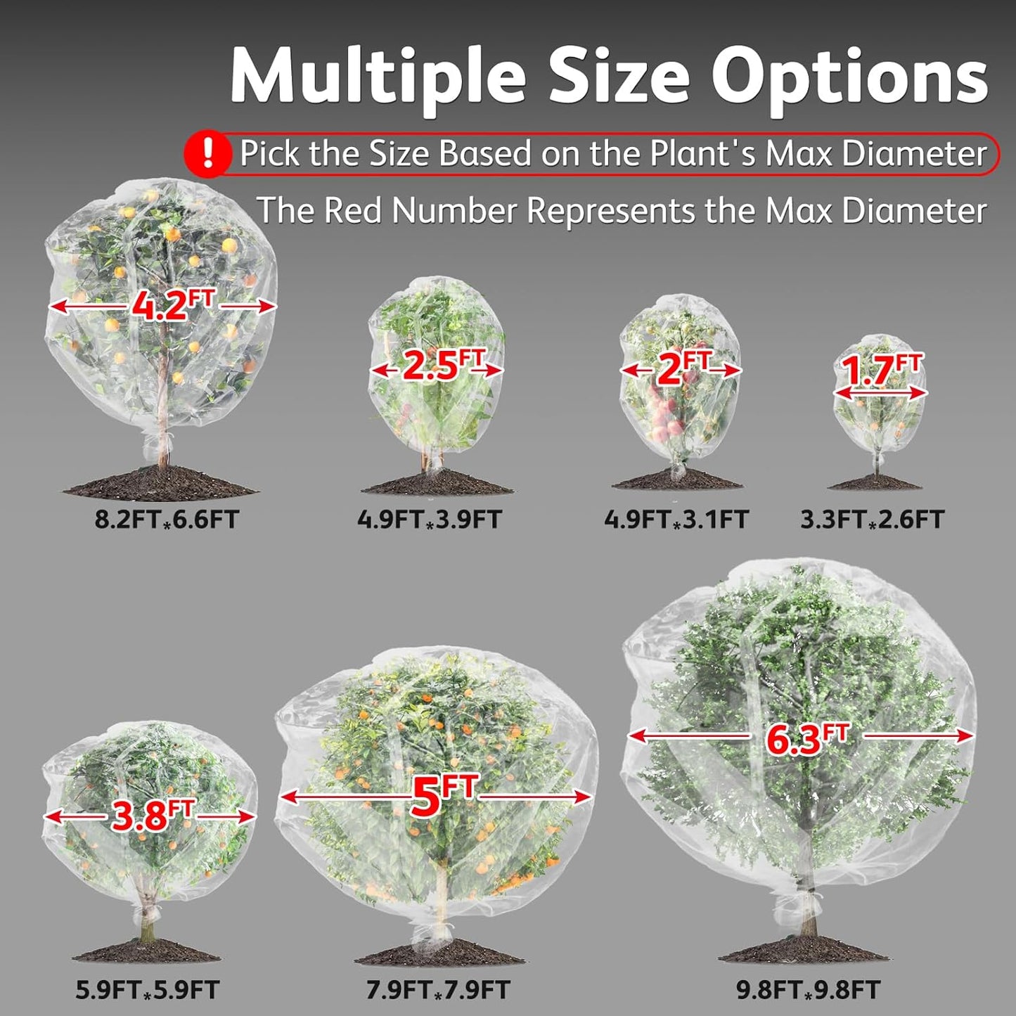 JOJOLEE Fruit Tree Netting for Garden Protection, 2Pcs 8.2 x 6.5FT Insect Bird Nettings with Zipper and Drawstring, Plant Cover Mesh Net Bags for Blueberry Bushes, Tomatoes, Flowers