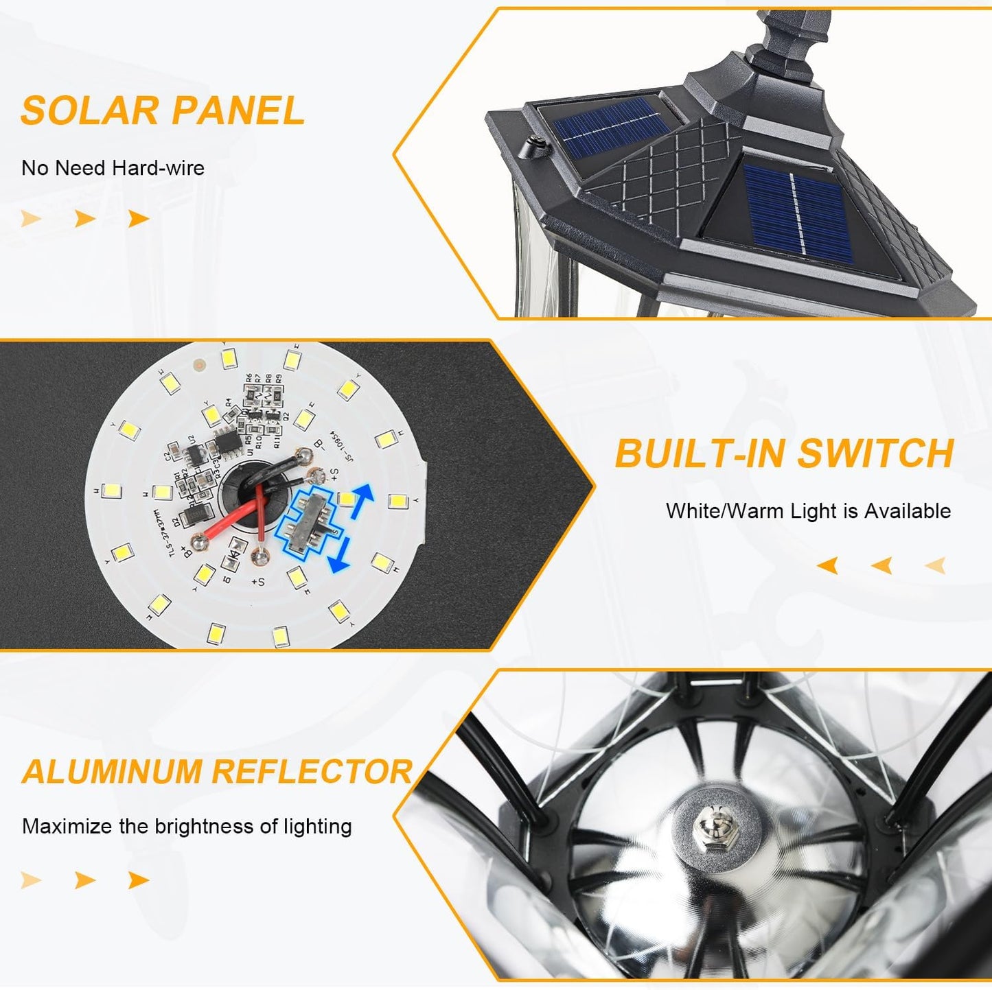 Outdoor Solar Lamp Post Lights with Dusk to Dawn Sensor, Waterproof 2-Head Large Lantern Street Lights, Modern Solar Column Pole Light Fixtures for Outside, Garden, Driveway, Backyard, Black