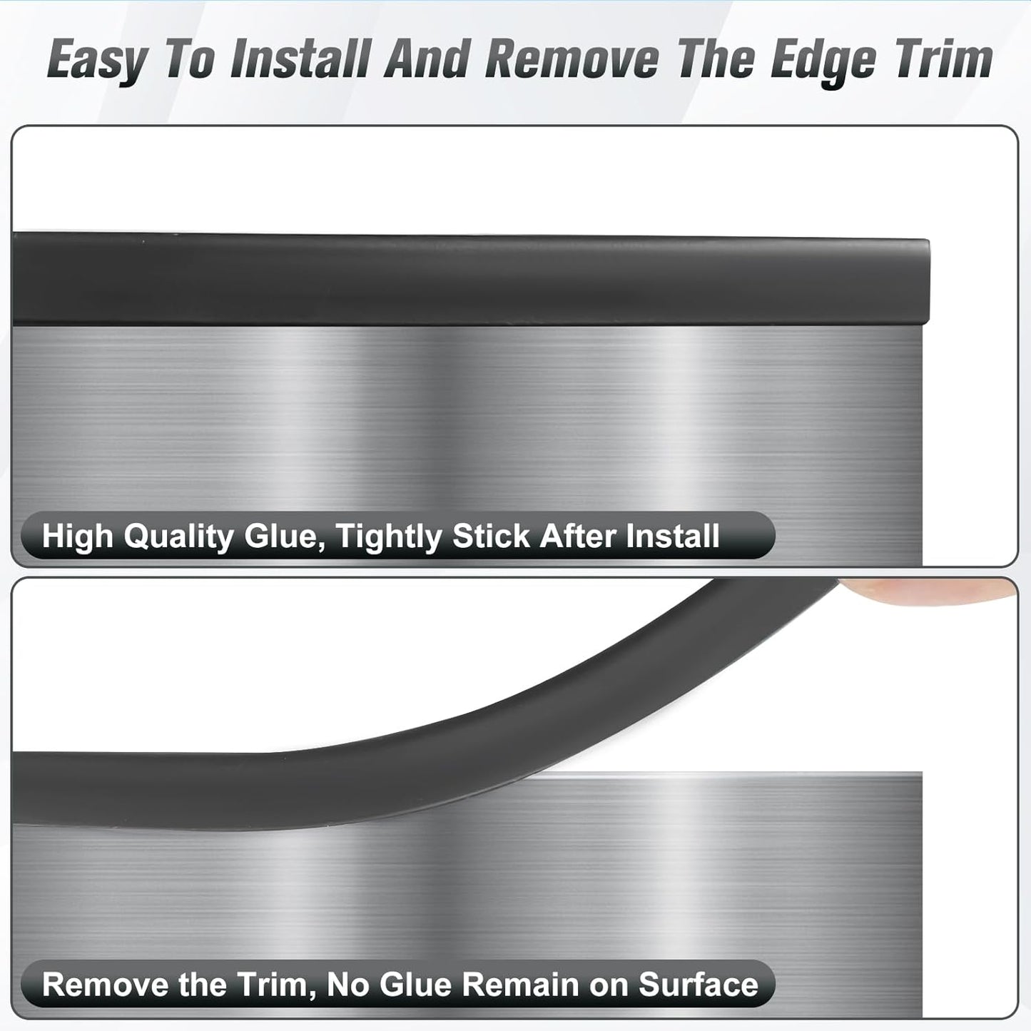 Edge Trim, 1/8" Rubber Edge Trim, Flexible Self Adhesive U Channel Edge Protector for Glass, Mirror, Plywood, Steel Panel Sharp Edges, U Shaped Peel and Stick Trim, Black Color, 20Ft