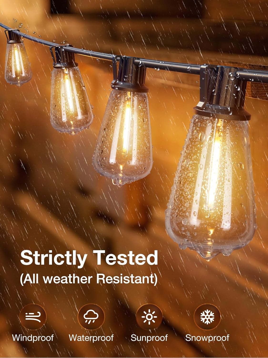 addlon 200 FT (4X 50FT) Outdoor String Lights,Waterproof Patio Lights ETL Listed with 60+4 Shatterproof Dimmable ST38 LED Bulbs,2200K Connectable Outdoor Lighting for Backyard Bistro Garden