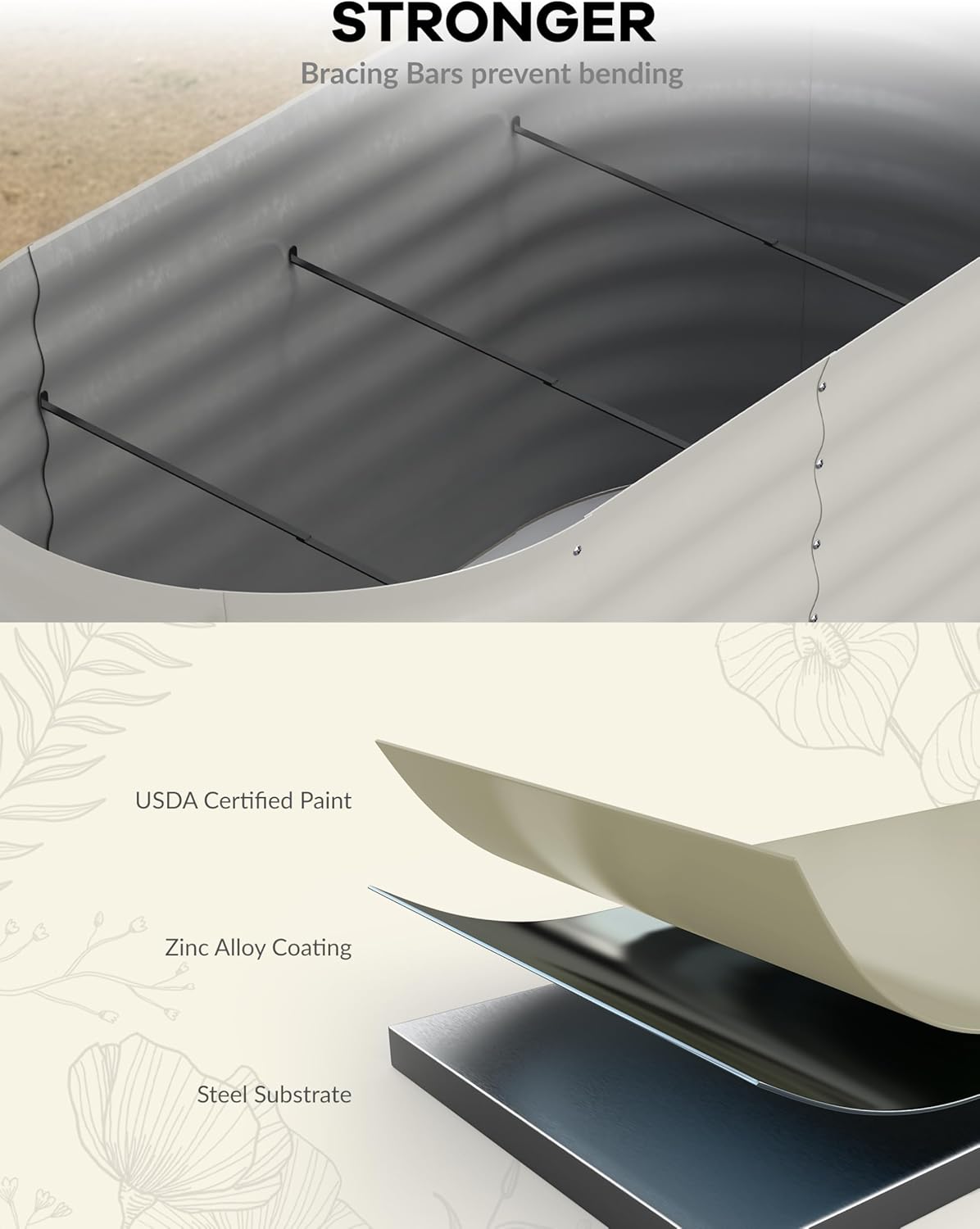 2 Pcs Raised Garden Beds Outdoor 8x2x1.5 ft - Galvanized Steel Planter Box for Vegetables, Flowers, Rust-Resistant Garden Box, Easy Assembly Raised Beds, Durable Planters for Outdoor Plants, Beige