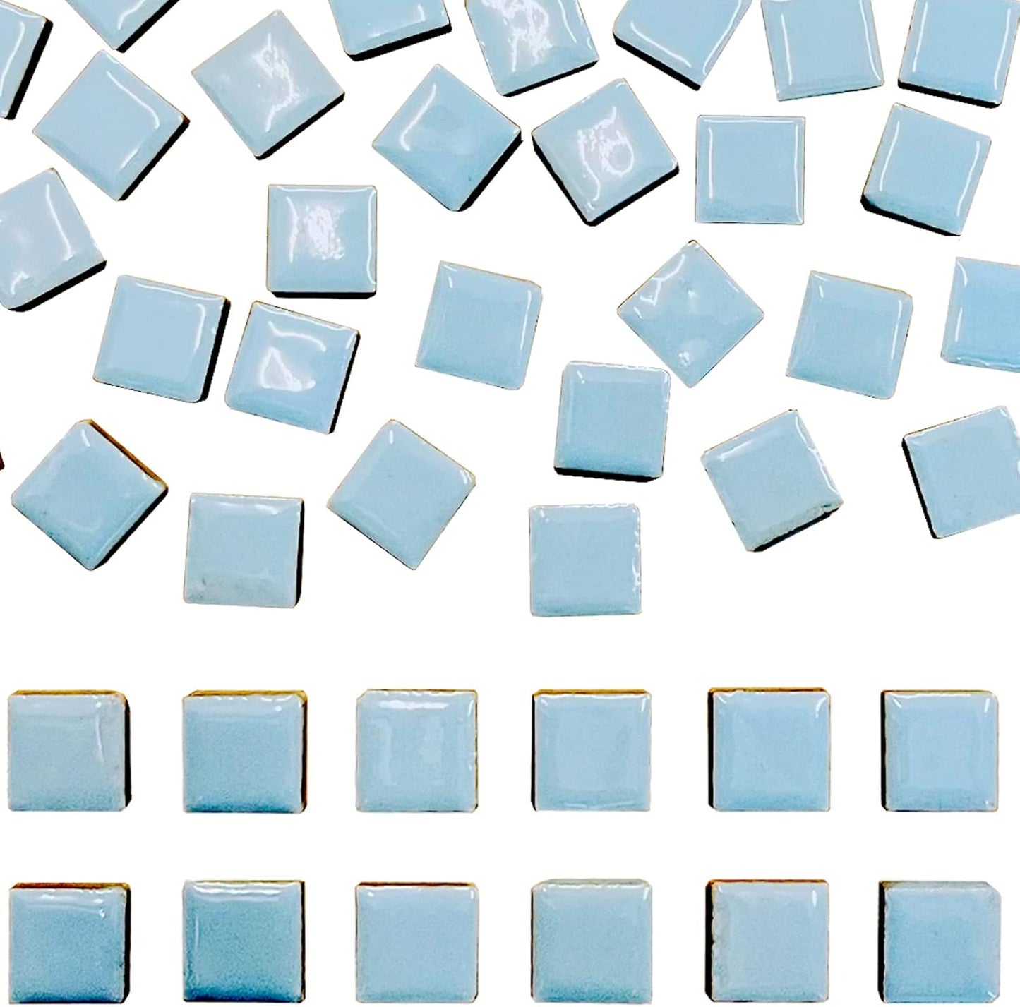 50 Pieces Light Blue Mosaic Tiles for Crafts 1" Ceramic Tiles Assorted Colors Square Ceramic Mosaic Project Supplies for Photo Frame Mosaic Stepping Stones Bath Old Pool Furniture Decor
