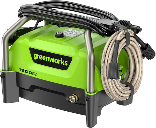 Greenworks 1900 PSI (SGS Certified) 1.2 GPM 13Amp Portable Compact Electric Pressure Washer, Power Washer for Cars, Driveways, Patios, Patio Furniture & Around Pools