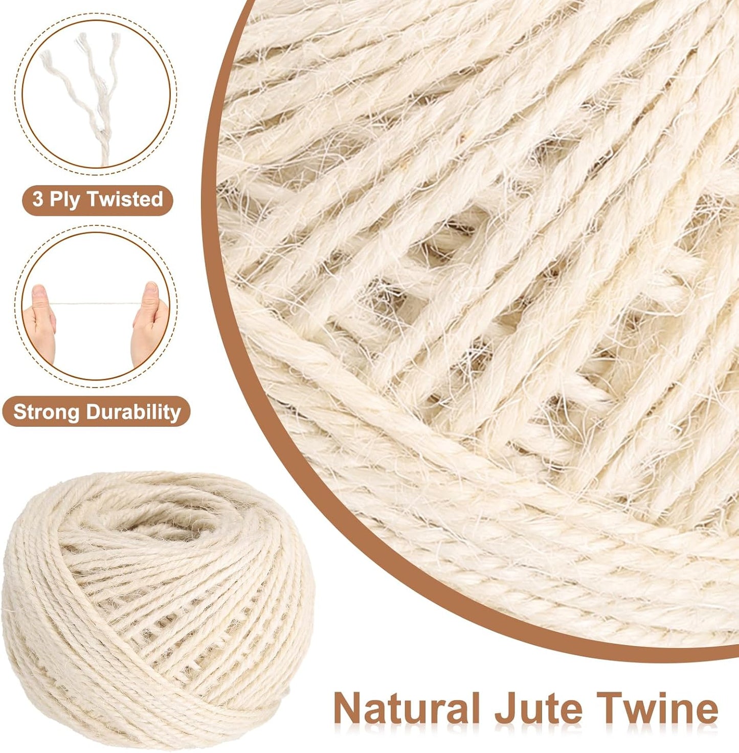 uxcell 164 Feet Natural Jute Twine String,2mm Thin Garden Twine Rope Colored Plant String Cord for DIY Art Crafts Gift Wrapping Decoration Packing Gardening Plant Hanger,White