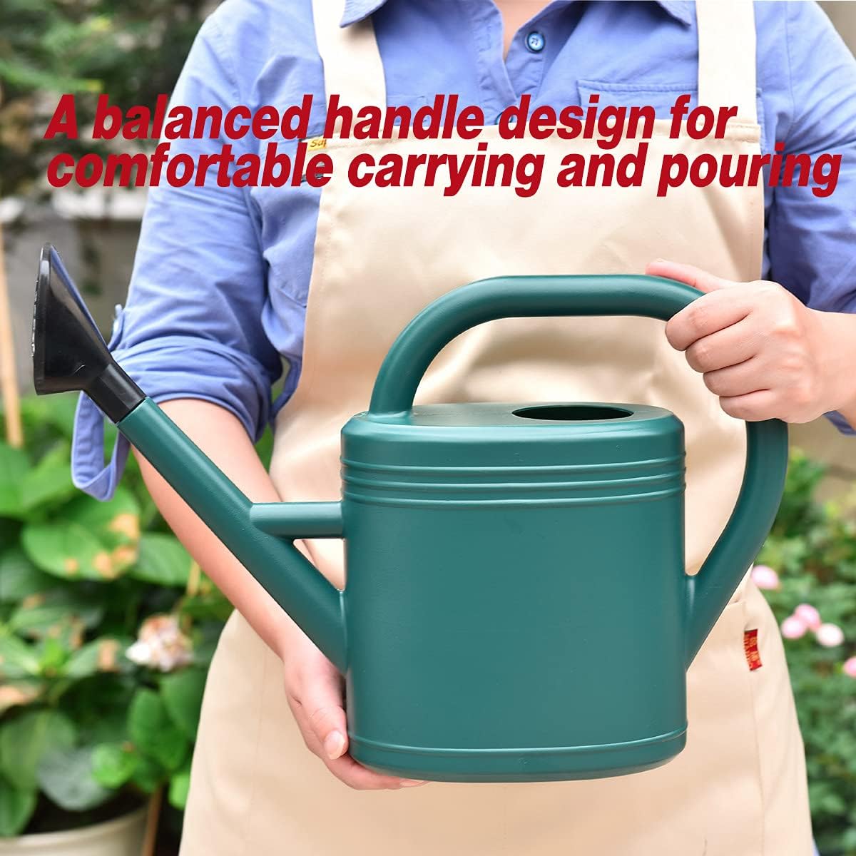 Watering Can 1 Gallon for Garden, Indoor Plants, Outdoor Plant House Flower, Large Long Spout with Sprinkler Head (Grey)