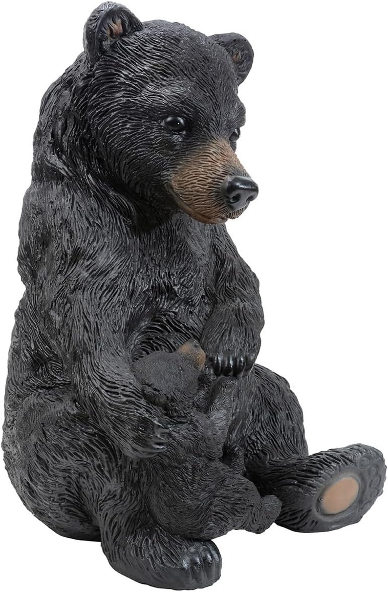 Black Forest Décor Mother & Cub Bear Sculpture - Rustic Polyresin Figurine for Tabletop Decor