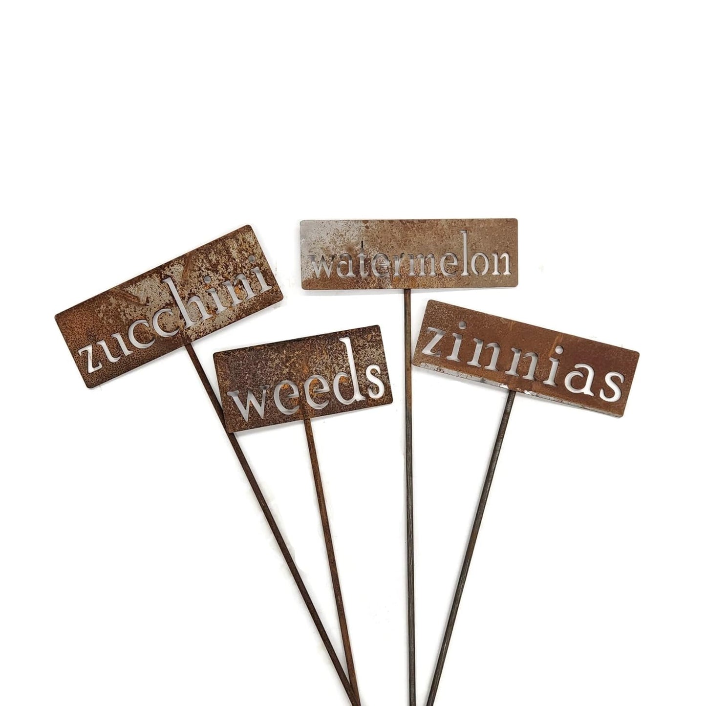 Classic Metal Garden Markers 19 Inches Tall (zinnias, Naturally Rusted)