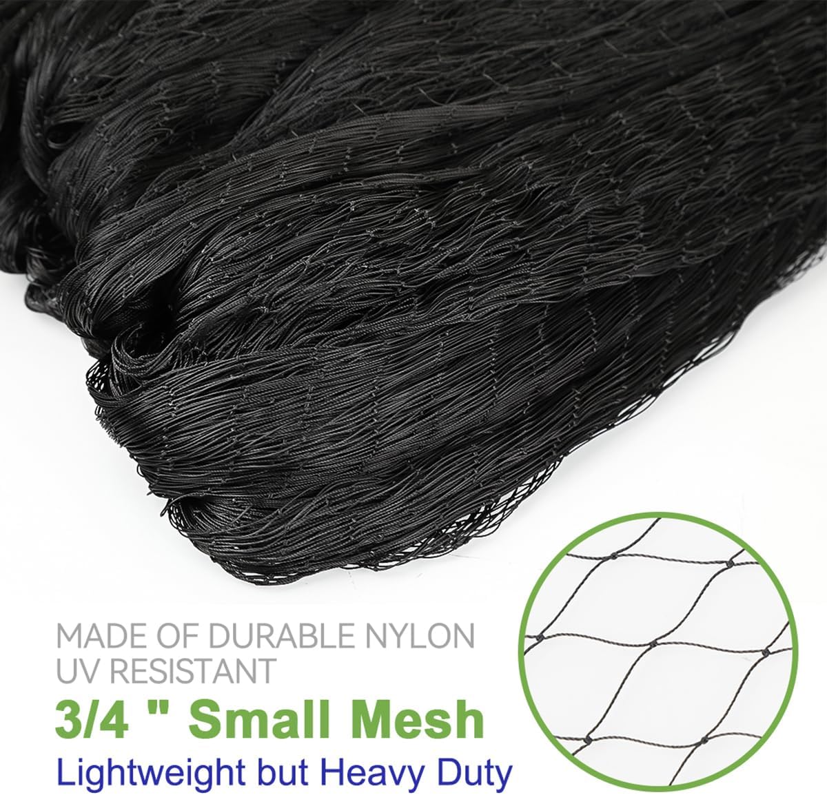 OGORI 50' x 50' Bird Netting Heavy Duty Nylon 3/4" Mesh Garden Netting Protect Fruit Trees, Plants and Vegetables