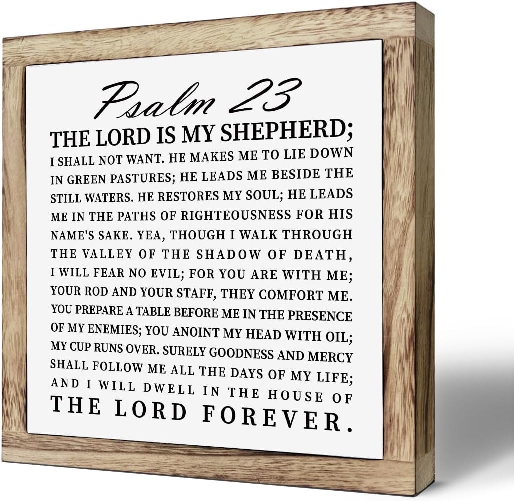 Scripture Sign, The Lord is My Shepherd Sign, Wooden Plaques Box Signs, Christian Desk Sign, Spiritual Table Decor Sign, Bible Verse Decor, Religious Artwork, Shelf Decoration, Living Room Decor