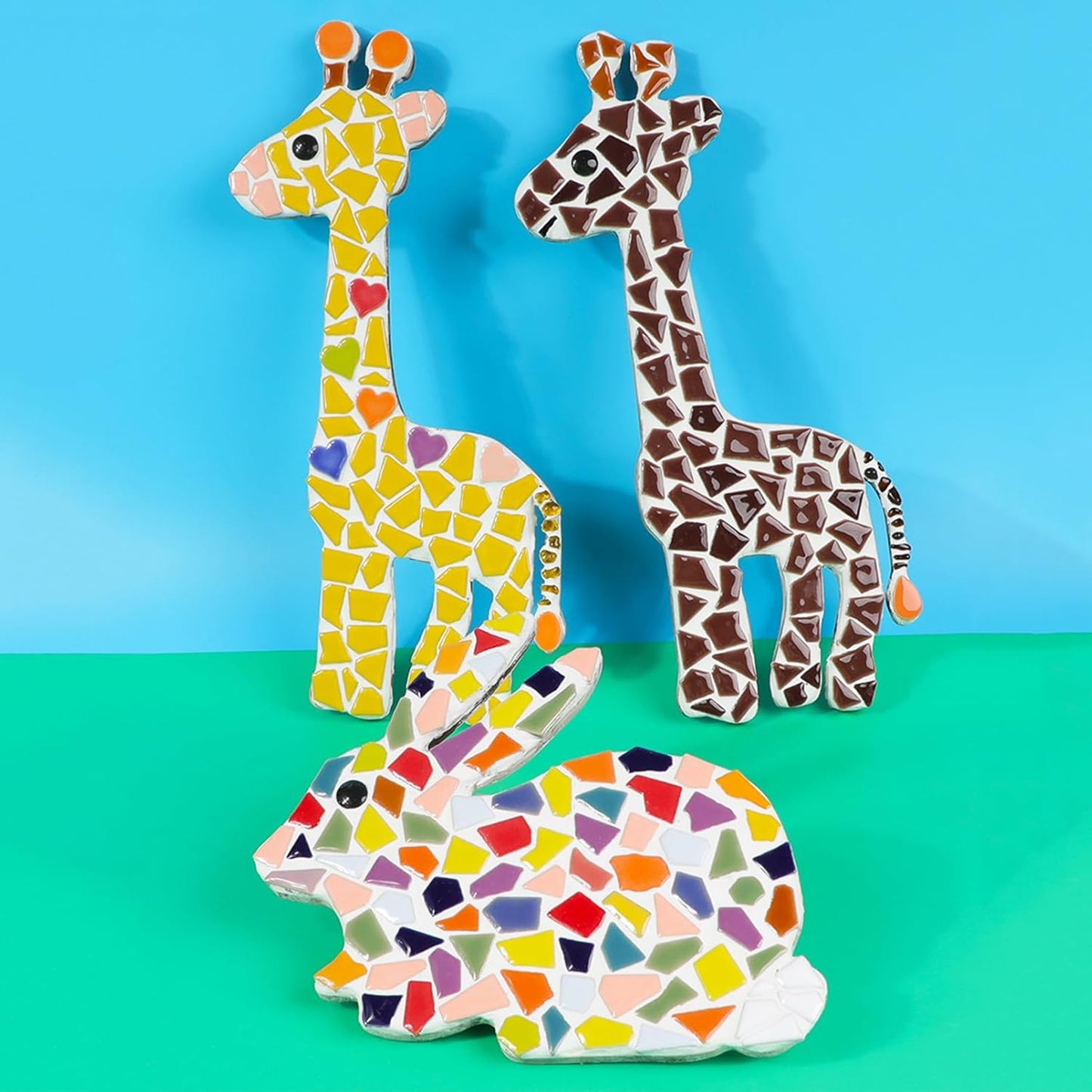 Irregular Size Ceramic Mosaics Pieces Stained Glass, Assorted Colors and Triangles Trapezoids Polygons Shapes, 200g (Fullcolor Mix)