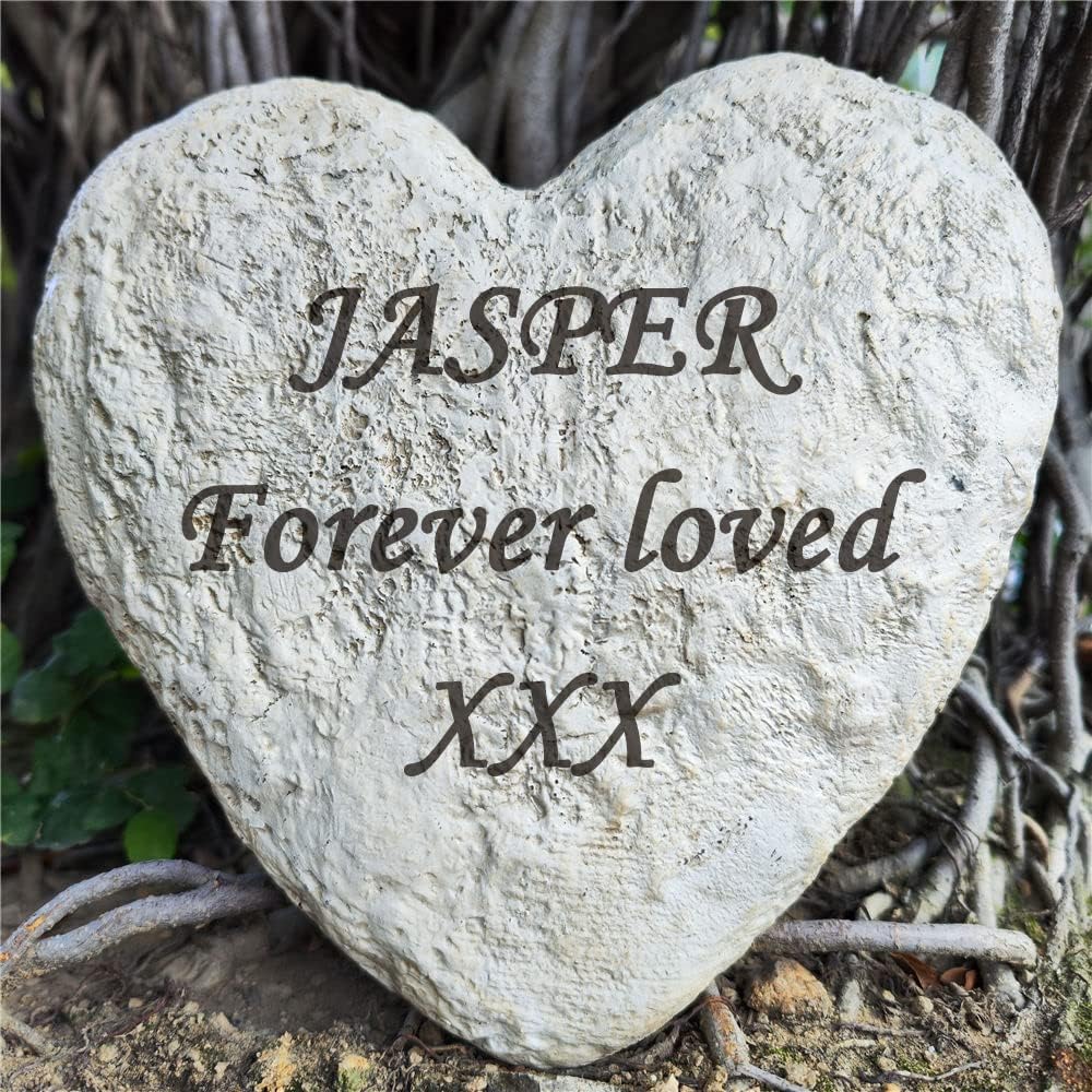 Personalized Garden Memorial Stones Engraved Rocks with Any Message, Decorative Grave Memorial Plaques Rocks for Loved Ones Outside Cemetery Decoration, Resin, 8.6" x 8.6"