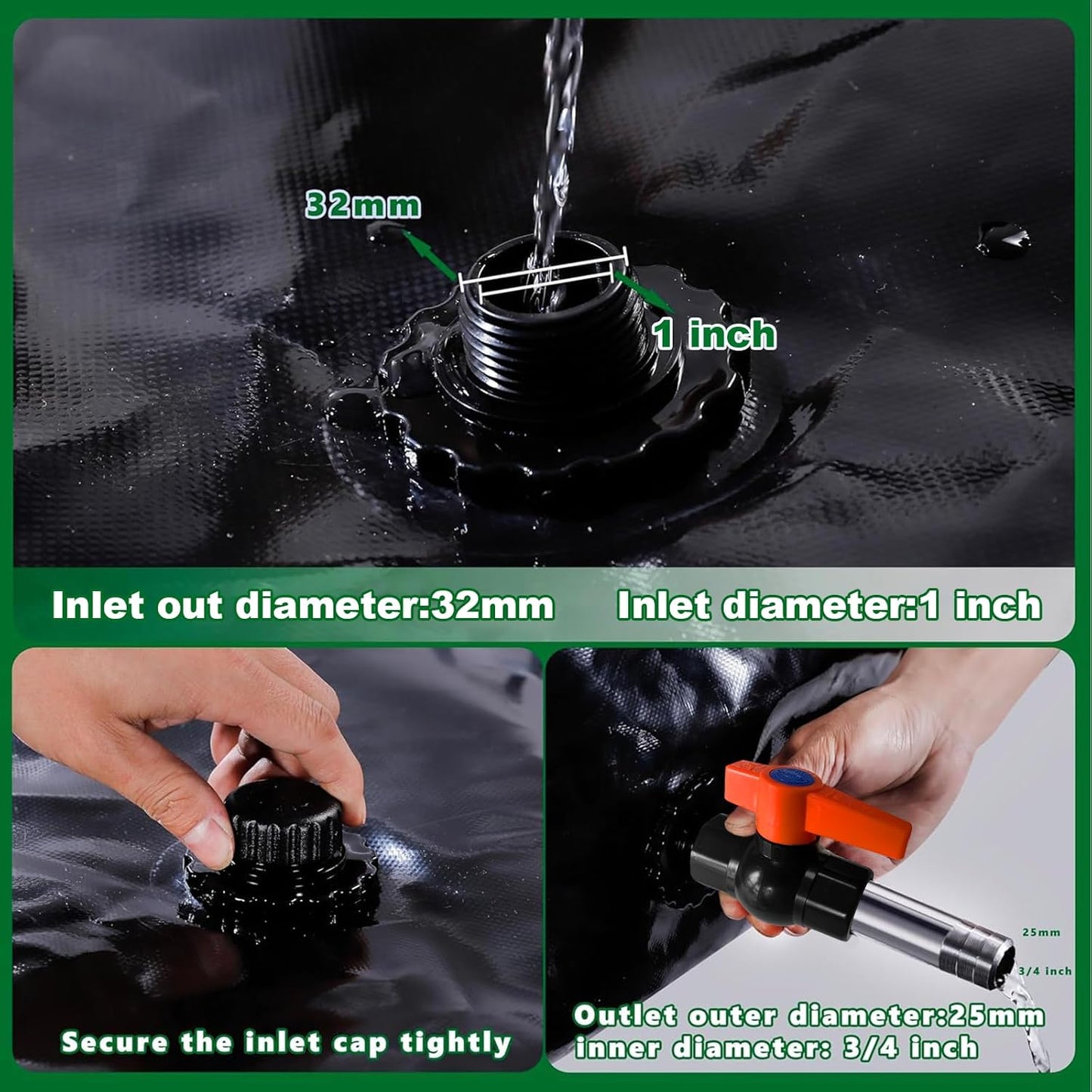 760 L/200 gal Water Bladder Storage Containers, Foldable Portable Water Tank Large Capacity Soft Water Bag, Drought Resistance, Fire Prevention, Emergency Water