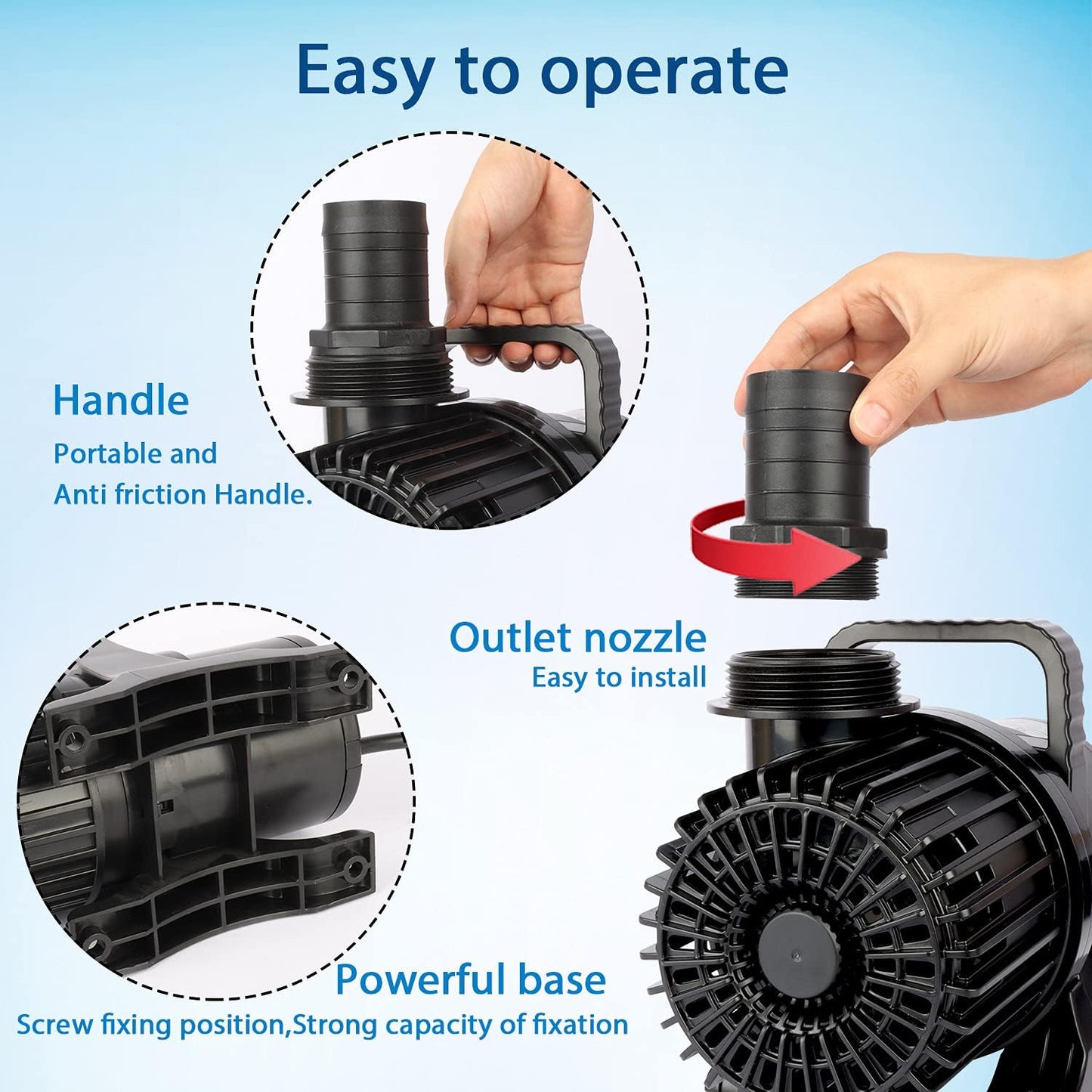 WaterRebirth (8600GPH 520W, UL listed) High Flow Submersible Water Fountain Aquarium Sump Pond Electric Waterfall Pump PS-8600