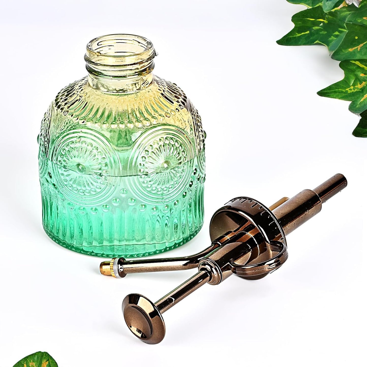 Glass Plant Mister Spray Bottle, Vintage Plant Spritzer, Succulent Watering Bottle Glass with Top Pump, Small Plants Sprayer Watering Can for Indoor Outdoor House