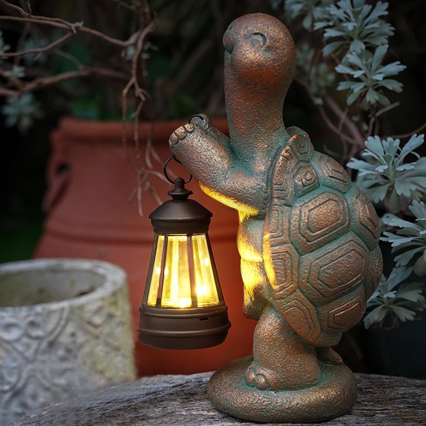 Turtle Solar Powered Outdoor Garden Statue, Resin Statue with Solar Light Lantern, Decorative Lawn, Yard Outdoor Turtle Decoration. Unique Home Decoration, Gifts for Women