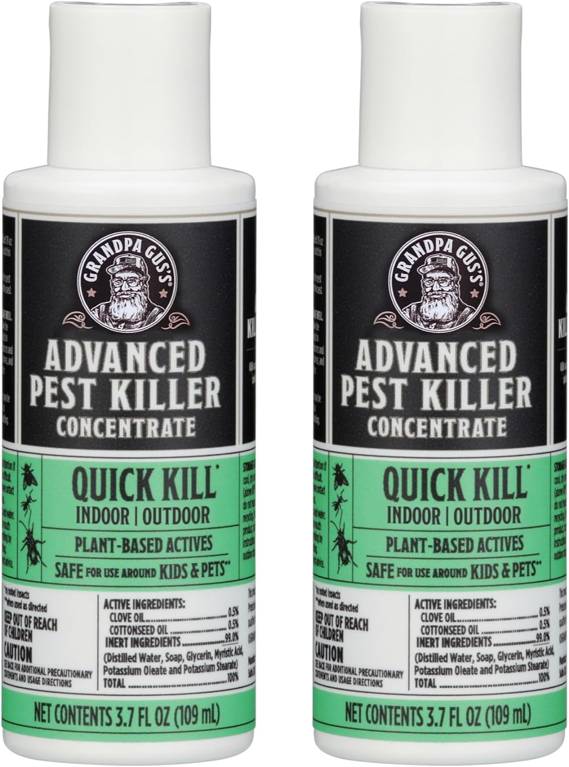 Grandpa Gus's Advanced Natural Pest Control with Clove & Cottonseed Oil - Indoor/Outdoor Insect Killer for Spiders, Ants, Roaches, Earwigs, Bed Bugs & More, Pet-Friendly, Concentrate 2 Pack