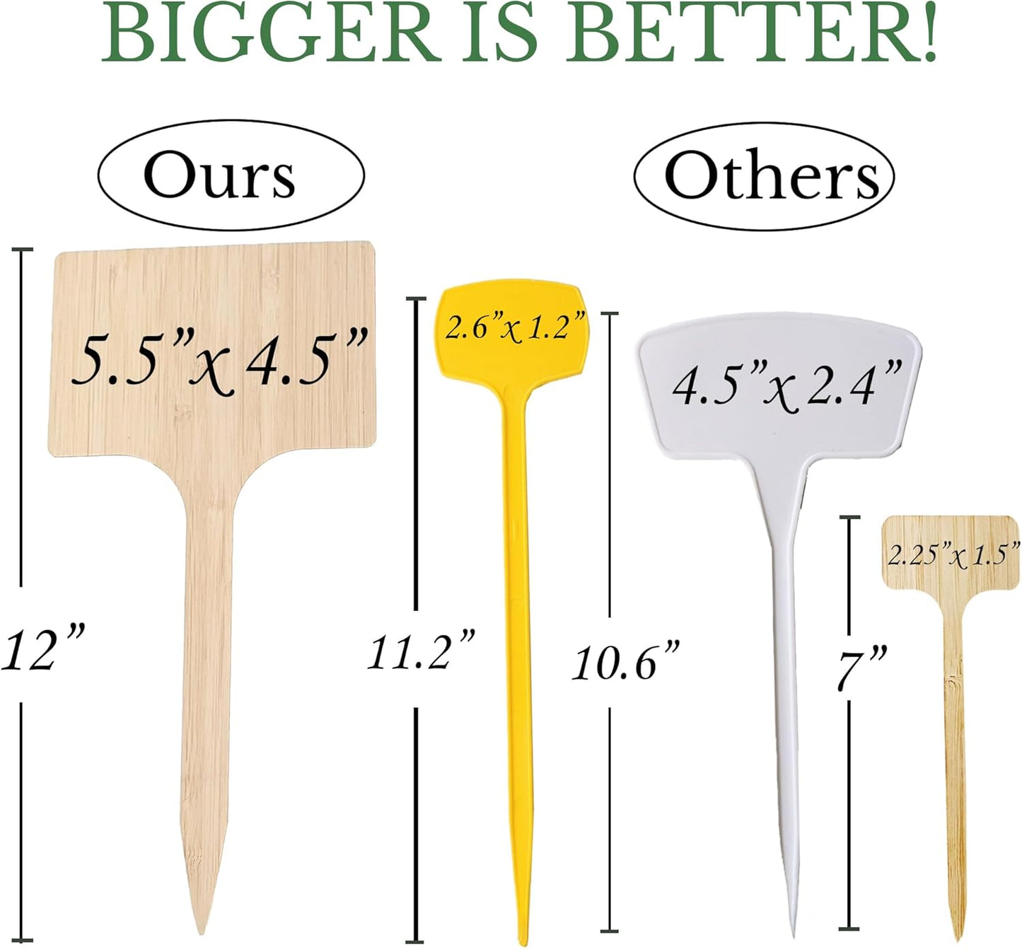 10 Pack 12 Inch Extra Tall Plant Labels Large Garden Markers Plant Name Tags for Flowers, Herbs, Vegatables, Seeds, Bulbs Easy to Read Larger Writing Area with Full Size Marker