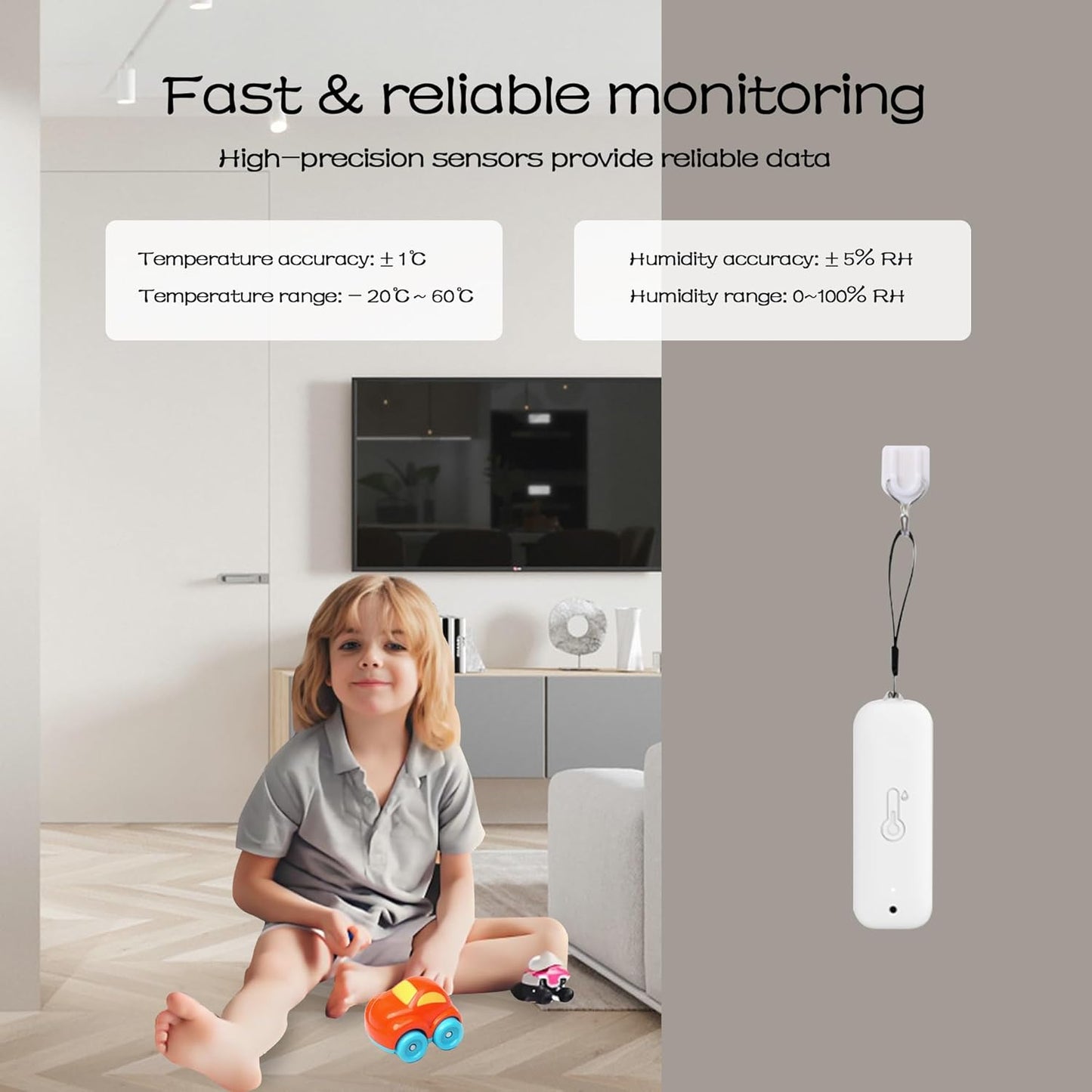 WiFi Hygrometer Thermometer Sensor, Wireless Smart Temperature Humidity Monitor with Remote App Notification Alert, for Home, Greenhouse White (4pack)