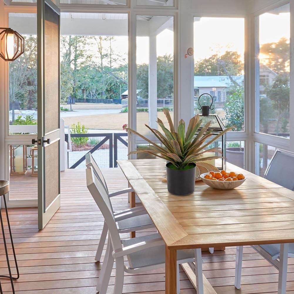 Briful Faux Plants Indoor 13 Inch Fake Potted Agave Plant Faux Tropical Plants for Home Office Porch Desktop Room Kitchen Decor Indoor Outdoor (Red)