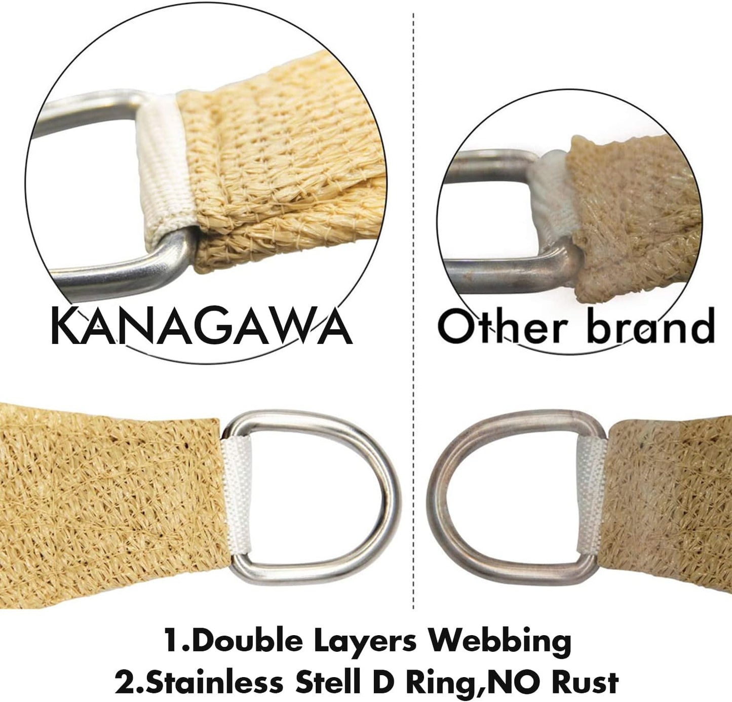 KANAGAWA 10'X14' Sand Custom Size Sun Shade Sail Rectangle UV Block Canopy Cover for Patio Backyard Lawn Garden Outdoor (Customized Available)