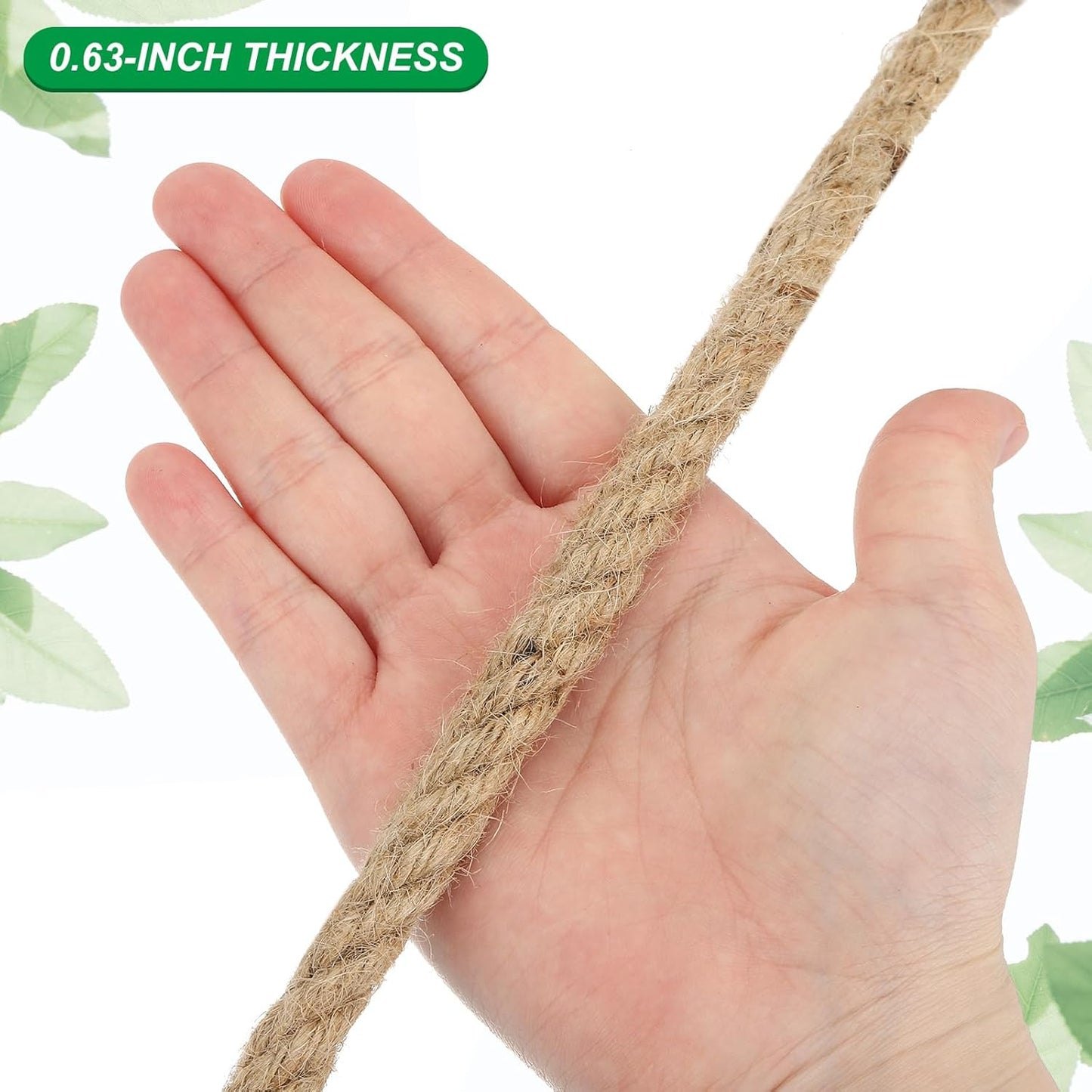 PATIKIL 5/8" x 100 ft Twisted Manila Rope Jute Ropes Natural Thick Jute Twine Burlap for Docks Railings Bundling Craft Tug of War Decorating