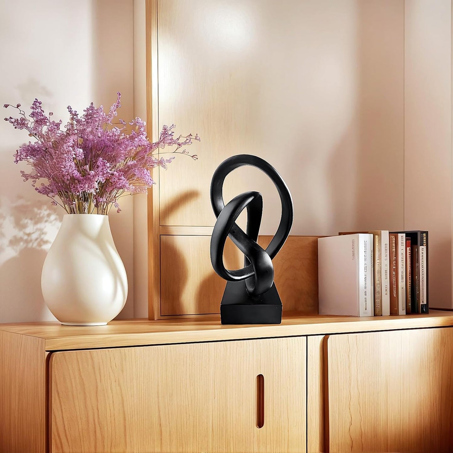 aboxoo Black Knot Decor Mobius Knot Statue, Abstract Statues, Coffee Table Decor for Living Room, Office, Modern Desk Decor