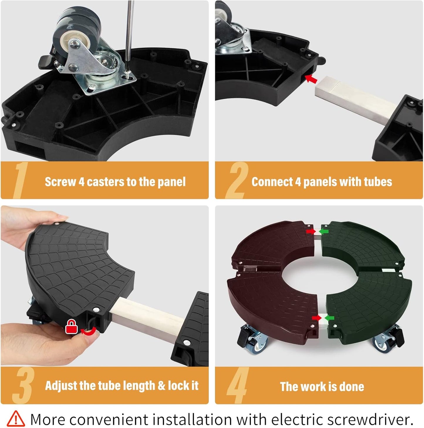 2 Pack Rolling Plant Stand with Wheels,15-21’’Adjustable Heavy Duty Plant Caddy with Wheels for Indoor Outdoor Planter Dolly Lockable